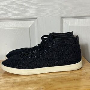 allbirds Men’s Black Wool High-Top Sneakers with White Sole